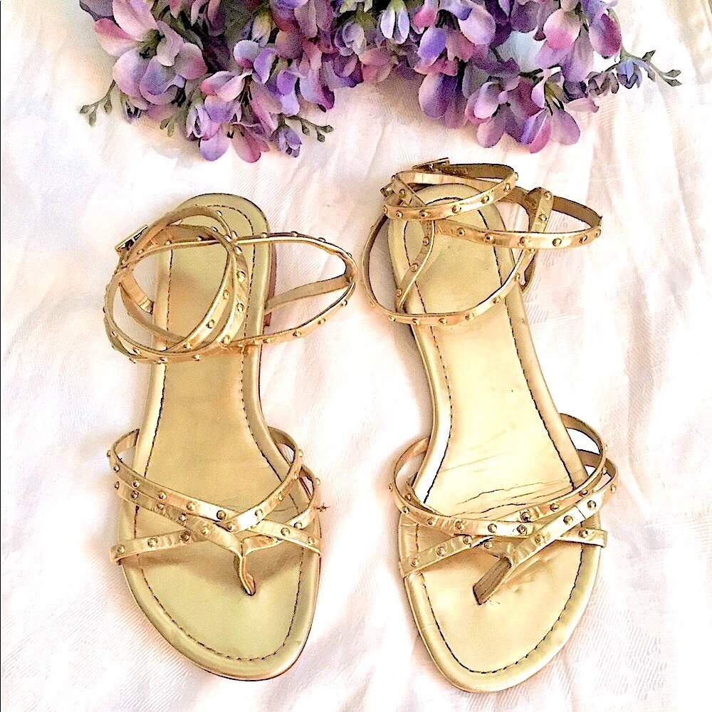 🌻Colin Stuart Gold Leather Gladiator Sandal (7)🌻